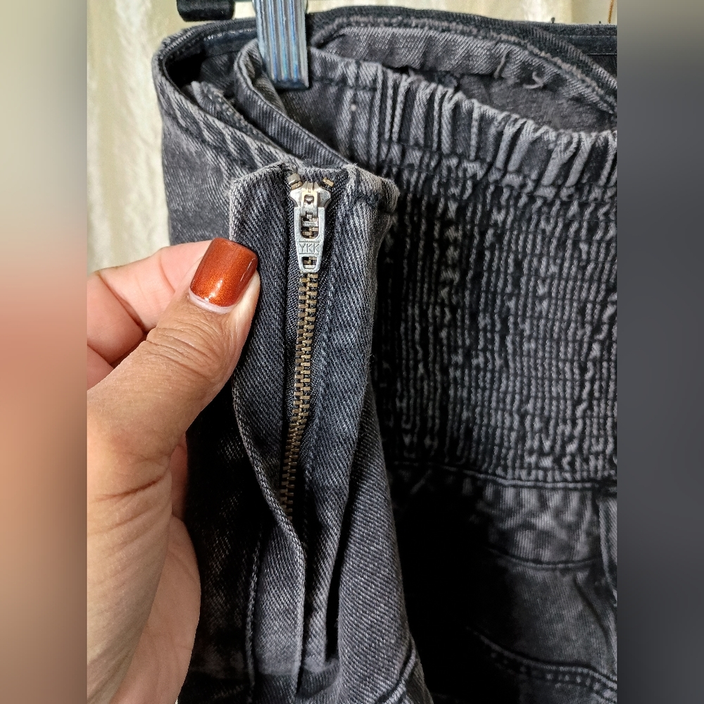 Wild Fable 4X Black Denim Strapless Tube Cargo Jumpsuit Wide Leg Plus Size NWT - Picture 3 of 10